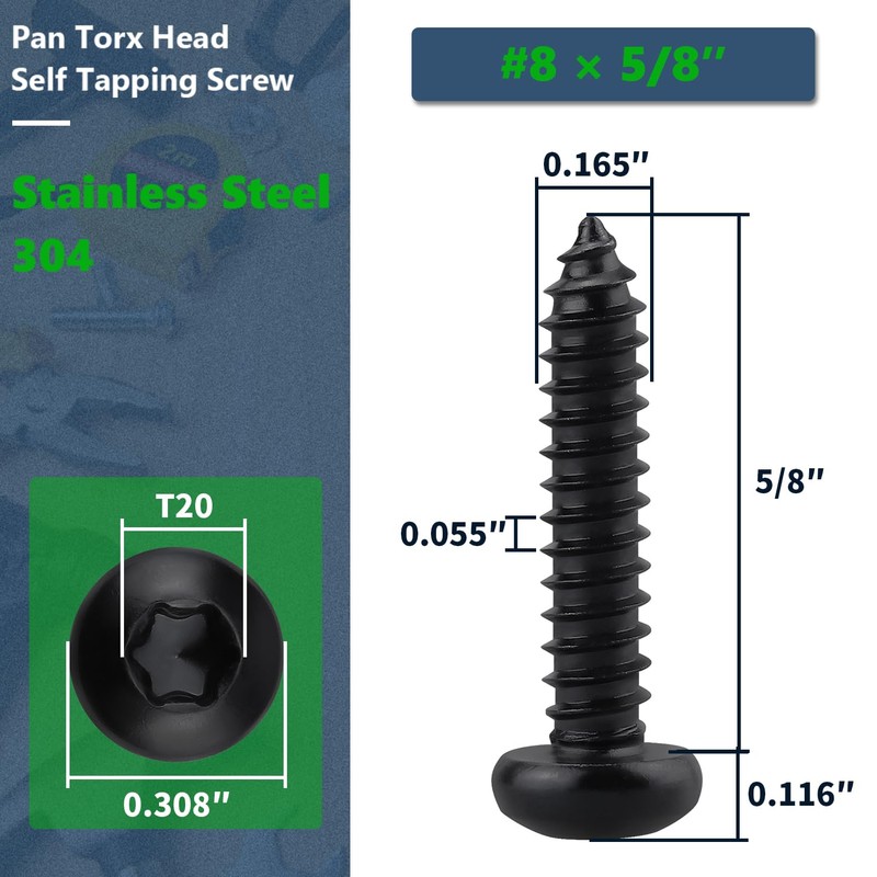 #8 x 5/8" (100 Pack) Torx Pan Head Sheet Metal