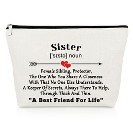 Sister Gifts from Sister Makeup Bag Sister Friendship Gifts Sister Thank You Gifts Graduation Birthday Gifts for Sister Friend Cosmetic Bag Christmas Mothers Day Gifts for Bestie BFF Travel Pouch