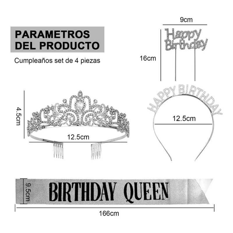 4pz Coronas Y Faja De Feliz Cumpleaños Regalos De Cumpleaños