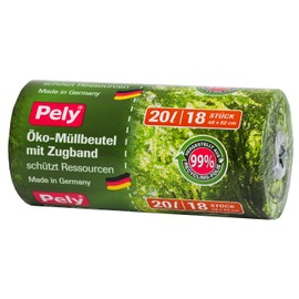 pely 8607 Biodegradable Waste Bags with Ties (Pack of 18) - 20 l