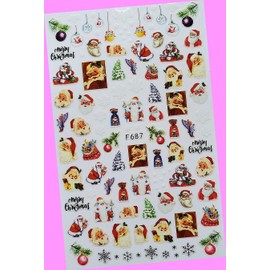 Year Snowman Penguin Snowflake Santa Reindeer Nail Stickers F687 for Nails Design Nail Art Stickers Decals Supplies Manicure Tips Sticker Colorful for Nail Decorations