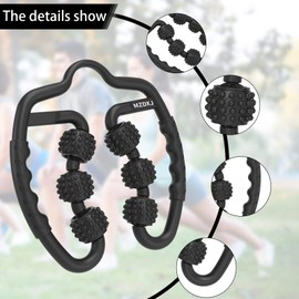 MZDXJ Upgraded Fit Roller Pro, 6-Wheel Fascia Muscle Roller,Massage Roller for Deep Tissue Massage, Muscle Soreness Relief, Thigh, Calf, Arm, Shoulder Cellulite Reduction(Black)