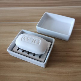 Lofekea Ceramic Soap Dish Stainless Steel Soap Holder for Bathroom and Shower Double Layer Draining Soap Box