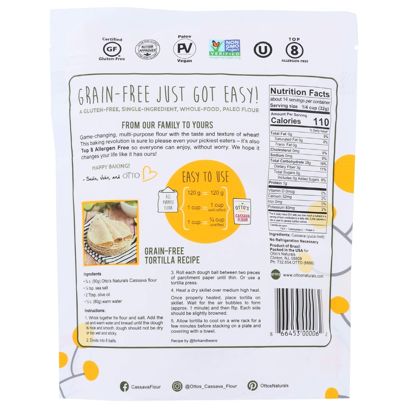 Otto's Naturals, Flour Cassava, 16 Ounce