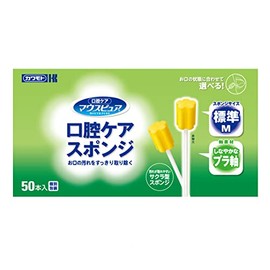 カワモト マウスピュア 口腔ケアスポンジ プラ軸 Mサイズ 50本入