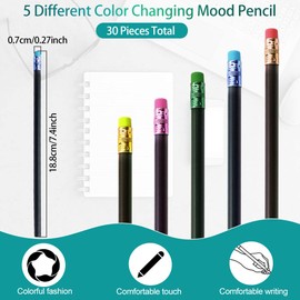 AFASOES Set of 30 Pencil with Eraser Set Black Change in Colours Pencil Colourful Changing Mood Colour Changing Mood Pen Thermochromic Changing Pens Colour Changing Pen Wooden Pens for Office