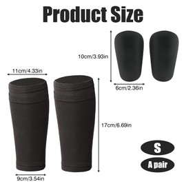 Pack of 4 Shin Pads Set, Football Socks, Small Shin Guard, S Size Shin Pads Socks and 10 x 6 cm Stability Mini Shin Pads, Shin Pad Holder for Teenagers Children