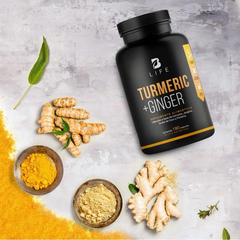 Cúrcuma + Jengibre Con Aceite De Coco 180 Cápsulas B
