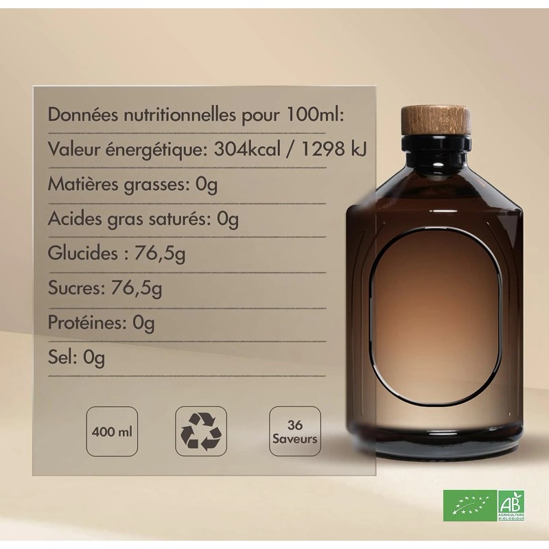 Bacanha Natural Syrup 400ml Eco Friendly Glass Bottle Concentrate 20