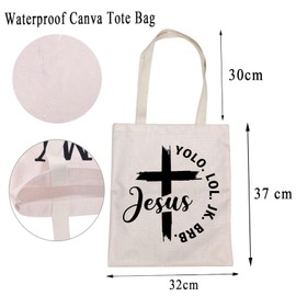 BNQL Funny Religious Tote Bag Humorous Jesus Saying Gifts Sarcastic Canvas Tote Bag Christian Gifts for Pastor Shopping Bag