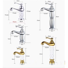 CGPOCMWGX Basin Faucet Gold and White Bathroom Faucet Brass Sink Faucet Bathroom Basin Faucet Mixer Tap Hot and Cold Sink Faucet (Color : Gold Short)
