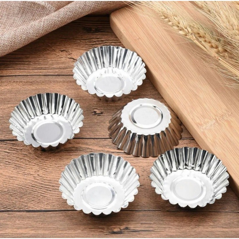 50 Unidades Moldes Para Mini Tartaletas De Acero Inoxidable Plateado
