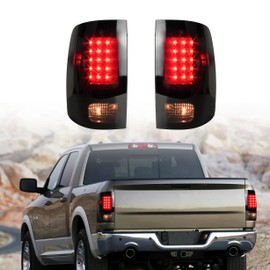 KAKABAS Smoked Black LED Tail Light Compatible with Dodge RAM 1500 2009-2018, RAM 2500 3500 2010-2018, NEW UPGRADE Full LED Taillight Rear Brake Lamp Assembly (2PCS)