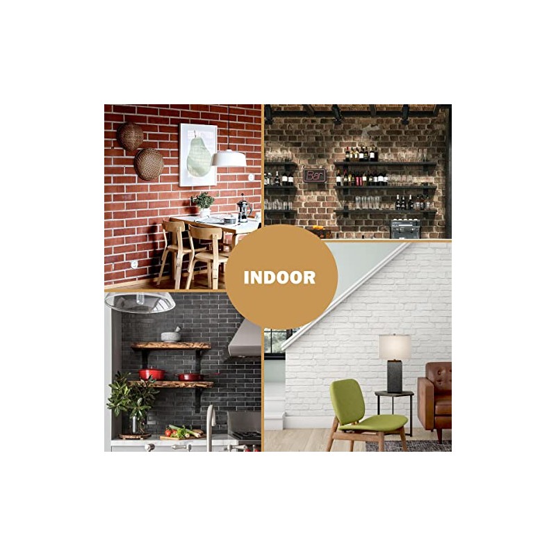 Vintage Brown/Red Faux Brick Wall Tiles, 2 Pieces 3D Thin