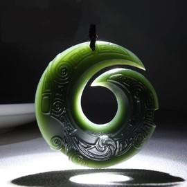 LXMYLI Hetian Jade Circle Necklace Lucky Peace Auspiciou Amulet, Hand Carved Lucky Bird Jade Pendant (Includes Certificate, Genuine)