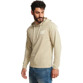 Caterpillar Men's Hooded Banner Long Shirts with UPF 50 Protection, Moisture Control and CAT Logo on Sleeve, Peyote, Large
