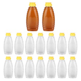 QYCX 16 Pcs Honey Jars Squeeze Bottles Honey Container Honey Bottle with Lids Honey Honey Dispenser Clear Plastic Squeeze Honey Bottles Honey Container Dispenser Honey Storage for Storing Dispensing