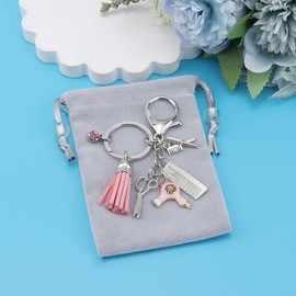 YaeYur Hair Stylist Gifts Keychain Comb Scissors Charms Tassel Keychains Hairdresser Barber Keychain Key Ring Gifts for Women Men Hairstylist Cosmetology Birthday Graduation Gift（Pink）