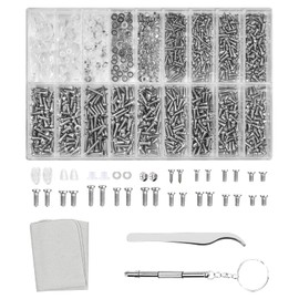 AvoDovA Complete Glasses Repair Kit with 1000 Small Glasses Screws, Nose Pads, Screwdriver and Tweezers for Glasses, Sunglasses, Watches, Jewellery, Other Small 3C Electronic Products