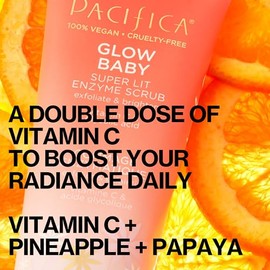 Pacifica Glow Baby Exfoliante Facial Exfoliante, limpiador facial con enzima iluminadora con vitamina C y ácido glicólico para una piel radiante y sua