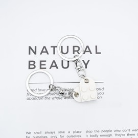 Tebliomro Heart Keychain Set Matching Couples 10th 11th Anniversary Christmas Gifts for Boyfriend Girlfriend Valentine Gift -White