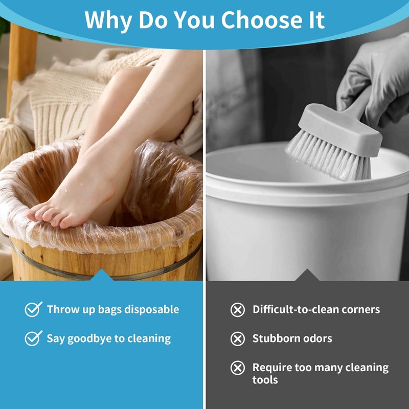 100pcs Pedicure Liners Disposable - Plastic Footbath Spa, Soak Liner