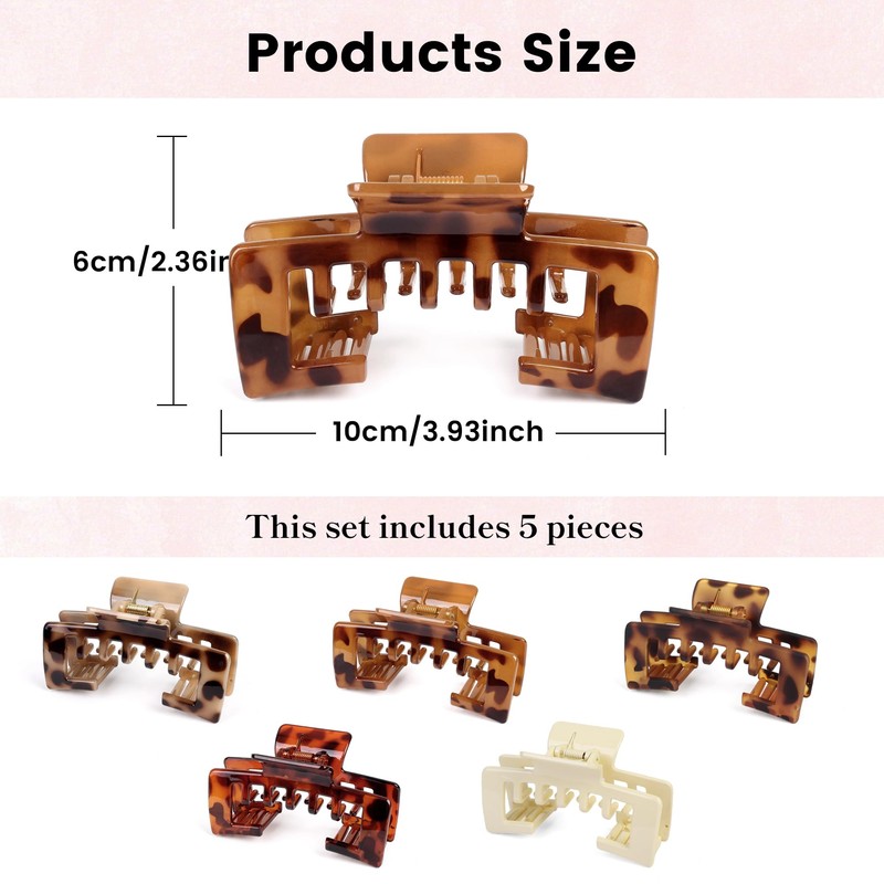 Hat Hair Claw Clips for Women, Square Claw Clips for