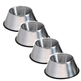 Long Ear Dog Bowl Dish 32oz. Keeps Canine Ears Dry and Clean Stainless Steel Non-Skid (4 Dishes)
