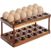 YOUEON Acacia Wooden Egg Holder with Double Layers, Detachable Wooden
