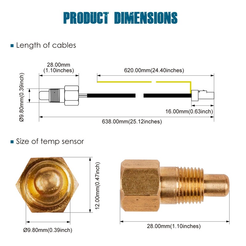 Runleader RL-TS001-20°C~+300°C(-4°F~+572°F) Waterproof Temp Sensor for Engine Water Oil Temperature