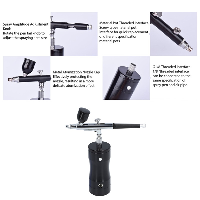 Airbrush Kit 27PSI 0.3mm Nozzle Cordless Rechargeable Portable Air Brush