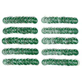 ONLYKXY 1-100 Number Colorful Tough Aluminum Metal Numbered Marking Identification Hang Tags Luggage Labels ID Tag with Split Rings for Organized Coded Key Box Cabinet System Identifier (Green)