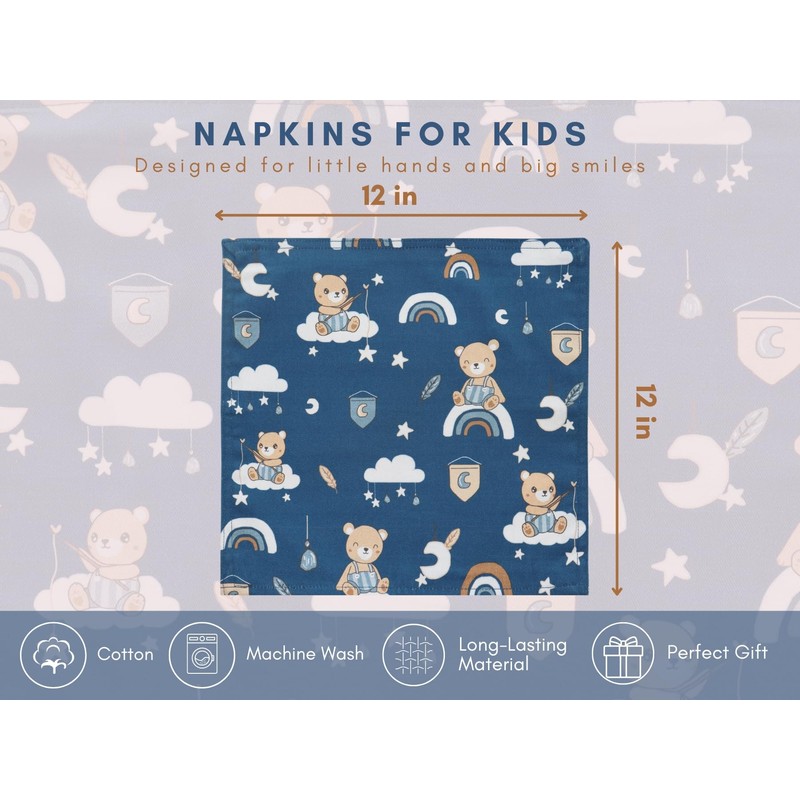 PurpleEssences Reusable Cloth Napkins | 12”x12”, 2-Ply, Thick, Absorbent, Durable