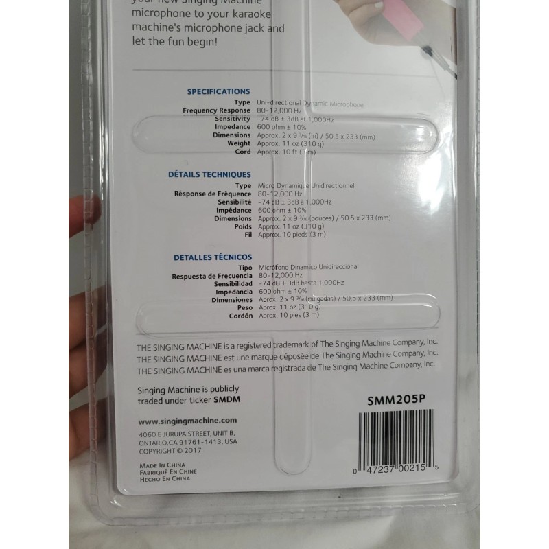 The Singing Machine Singing Machine Unidirectional Dynamic Microphone SMM205P Pink