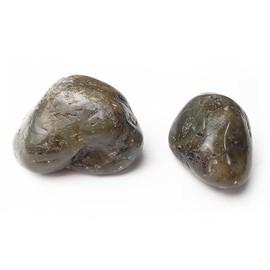 Tumbled Labradorite Stones (2 Pack) - 1-1.5 Inch Smooth Stone of Magic for Transformation, Intuition & Protection - Polished Healing Crystals with Flash, Aura Shielding