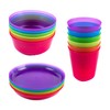 Cuddly Hippo Kids Plastic Dinnerware Set of 18 Multi Color