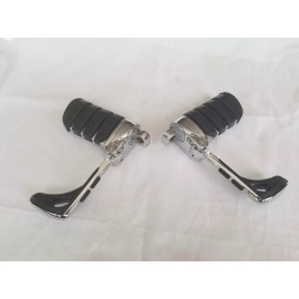 Sun City " NEW" Universal Chrome Rubber Switchblade Hidden Heel Rest Footpegs - a pair