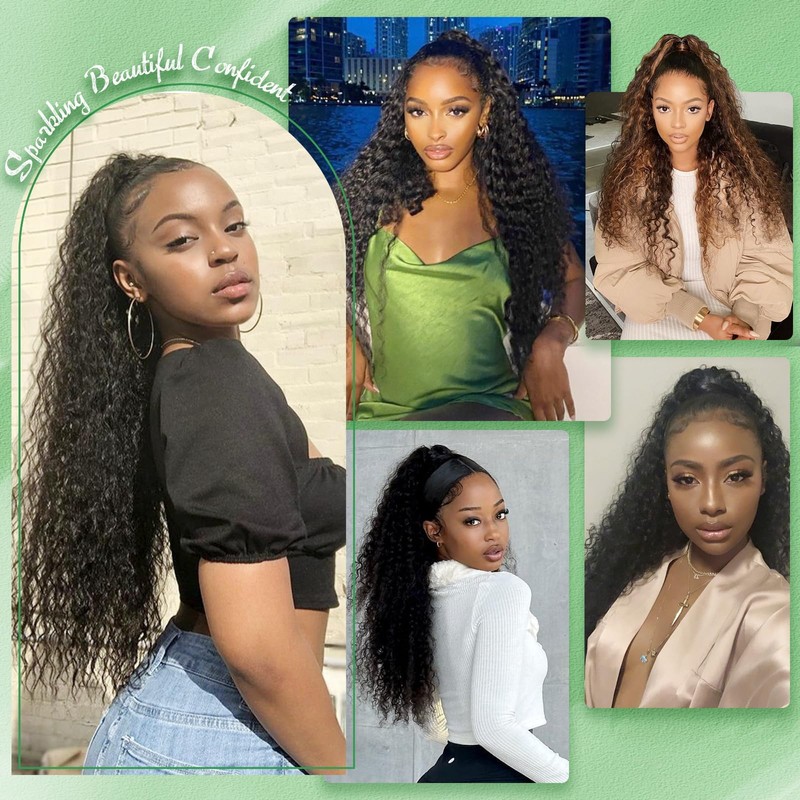 Youthfee Youthfee 27 Drawstring Ponytail Deep Curly Heat Resistant Human