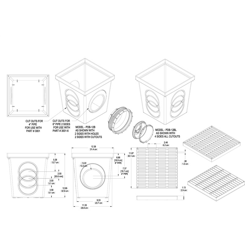Polylok 12"x12" Square Catch Basin Kit (Black Grate)