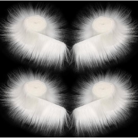 Furry Faux Precut Strips 2 x 82 Inch Faux Leather Plush White Fur Fabric Fluffy Craft Plush Fabric for Beard Santa Hair Dwarf DIY Decoration Faux Fur Crafts Christmas