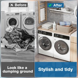 Washer and Dryer Countertop 27.5" W x 54" L Laundry countertop for Storage and Organization with Edge Rails, Oak