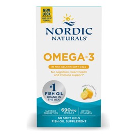 Nordic Naturals | Suplemento Alimenticio | Omega‑3 690 mg | 60 Cápsulas Blandas | 100% Puro | Sin OMG