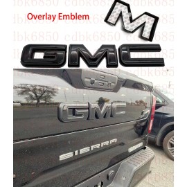 Auto Rear Gloss Black Emblem Overlay 2019-2024 GMC Sierra 1500 2500HD 3500HD