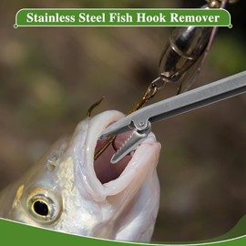 LEONTOOL 11 Inches Stainless Steel Fish Hook Remover Tool Extractor Fishing Hook Removal Tool Hook Grabber Fish Dehooker Tool Fishing Pliers, Freshwater and Saltwater Hooker Tool for Fishing