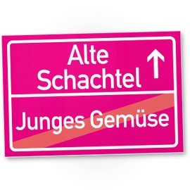 DankeDir! Alte Schachtel (Junges Gemüse) Schild rosa - Geschenk runder Geburtstag Geschenkidee Geburtstagsgeschenk Sie Geburtstagsdeko Partydeko Party Zubehör Geburtstagskarte