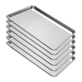 BIEAMA 6 Pack Half Size Baking Sheet Pan Aluminum Commercial Pan for Oven Freezer Bakery Hotel Restaurant 13" × 18"