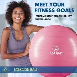 ProBody Pilates Exercise Ball - Multiple Sizes Gym Grade Balance Ball for Fitness, Workout, Pregnancy & Physical Therapy, Stability Yoga Ball Chair (Pink, 45 cm)