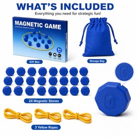 Faigcoy Magnetic Strategy Game with 24 Full-Size Stones, 3 Ropes & Bag