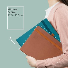 POPRUN Calendar 2025 2026 Weekly Planner (Aug.2025-Dec.2026) Soft Cover with PU Leather, Approx. A5 (22 x 16.5 cm), 17-Month Diary 1 Week 2 Pages with Certified Paper - Mint Green