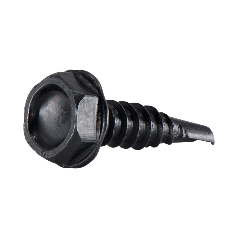 #8 x 1 in. Black Exterior Self Drilling Screws, Hex